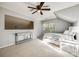 Bright bedroom with a ceiling fan, soft carpet, and ample natural light at 3195 Hadden Hall Blvd, Fort Mill, SC 29715