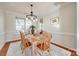 Charming dining room with a wooden table set for six and modern chandelier at 3195 Hadden Hall Blvd, Fort Mill, SC 29715