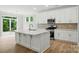 Modern kitchen features an island, ample cabinets, and stainless steel appliances at 5115 Heathland Dr # 47, Charlotte, NC 28215