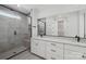 Stunning bathroom with double vanity, glass shower, and modern fixtures at 15008 Brownleigh Ln # 29, Huntersville, NC 28078