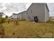 This backyard features a grass lawn, a patio, and plenty of space for outdoor living and entertaining at 318 Kingsford Dr, Stanley, NC 28164