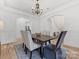 Beautiful dining room with a dark wood table, seating for six, and a decorative chandelier at 6040 Oxfordshire Rd, Waxhaw, NC 28173