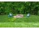 Lush backyard with seating area around a fire pit, perfect for enjoying nature at 9618 Belloak Ln, Waxhaw, NC 28173