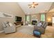 Inviting living room with vaulted ceilings, fireplace, and abundant natural light at 9618 Belloak Ln, Waxhaw, NC 28173