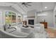 Relaxing living room with a fireplace and access to a private backyard at 1320 Brook Rd, Charlotte, NC 28205