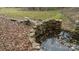 Stone well house with a water pump and surrounding leaf-covered ground at 100 Steffey Ln, Taylorsville, NC 28681