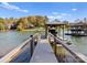 Lakefront dock with covered boat lift and floating dock at 2192 Conner Cove Ln, Denver, NC 28037