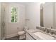 Bathroom featuring a walk-in shower and granite vanity at 4271 Candlewood Dr, Sherrills Ford, NC 28673