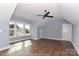 Large bonus room with hardwood floors, white trim, three windows, and two closet doors at 4271 Candlewood Dr, Sherrills Ford, NC 28673