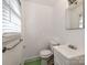 Small bathroom with toilet, sink, and shower at 7101 Ridgebrook Dr, Charlotte, NC 28210