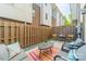 View of the private outdoor patio with furniture, rug, and fenced perimeter at 947 Warren Burgess Ln, Charlotte, NC 28205