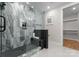 Bathroom showcasing a marble tiled walk-in shower with seating at 2201 Catalina Ave, Charlotte, NC 28206