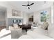 Inviting living room with fireplace, comfortable seating, and ceiling fan offers a relaxing space at 2201 Catalina Ave, Charlotte, NC 28206