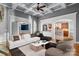 Open-concept living room featuring hardwood floors, and views into dining and kitchen areas at 3853 Gordon St, Terrell, NC 28682