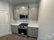 Modern kitchen with gray cabinets, stainless steel appliances, and white backsplash at 403 Imperial Way # 24, Albemarle, NC 28001