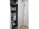 Pantry with wire shelving for organized storage of household goods and cleaning supplies at 1035 Crescent Moon Dr, Fort Mill, SC 29715