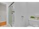Clean, minimalist bathroom featuring a glass-enclosed shower and modern toilet for a relaxing experience at 2216 Lowell Bethesda Rd, Gastonia, NC 28056