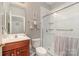 Bathroom with shower, sink, vanity, and modern fixtures and decor at 284 Garnet Ct, Fort Mill, SC 29708