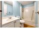 Bright bathroom featuring a tub/shower combo, toilet and sink at 5320 Liberty Hill W Rd, York, SC 29745