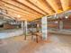 Unfinished basement featuring exposed ceiling beams and cinder block support columns with a concrete slab floor at 1209 Moretz Ave, Charlotte, NC 28206