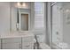 Clean bathroom with a shower/tub combo and vanity at 14535 Crosswater Ln, Charlotte, NC 28278