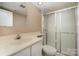 Clean bathroom with shower, toilet and sink at 7141 Stonington Ln, Charlotte, NC 28227