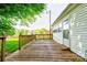 A clear view of the wooden deck highlighting its railings, steps, and door to the interior at 2005 Robyn Ave, Shelby, NC 28152