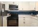 Modern kitchen with white cabinets and blue tile backsplash at 2701 Palm Ave, Charlotte, NC 28205