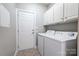 Laundry room with washer, dryer, and overhead cabinets for storage at 7943 Oratorio Pl, Charlotte, NC 28270