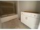 Unfinished bathroom featuring tub and vanity with brass hardware at 9130 Dulwich Dr # Ken0079, Charlotte, NC 28215