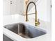 Close-up of a modern kitchen sink with a stylish gold faucet, featuring sleek design at 1097 Georgetown Rd, Lincolnton, NC 28092