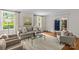 Bright living room with hardwood floors, neutral decor, and view of the foyer at 1579 Queens W Rd, Charlotte, NC 28207