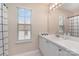 Guest bathroom with single vanity and shower/tub combo at 4813 Chesney Nw St, Concord, NC 28027