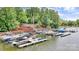 Community boat dock with numerous slips for resident boat owners at 9267 Egret Rdg # 41, Belmont, NC 28012