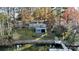 Lakefront property with gray house and private dock at 110 Fern Haven Ln, Mooresville, NC 28117