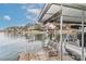 Relaxing dock with covered area and wooden swing at 110 Fern Haven Ln, Mooresville, NC 28117