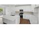Modern kitchen with stainless steel appliances, white cabinets, backsplash, and large island at 5527 Stafford Rd # 34, Charlotte, NC 28215
