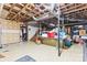 Unfinished basement area with exposed support beams and storage at 2351 Hudspeth Rd, Catawba, NC 28609