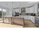 Open kitchen with stainless steel appliances, white cabinets, and large island at 13024 Moon Rd # 44, Charlotte, NC 28277