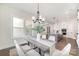 Bright dining room with a modern chandelier and views of the kitchen and living room at 267 Triple Ponds Ct # 11, Clover, SC 29710