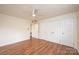 Bedroom featuring ceiling fan, hardwood floors and closet at 123 23Rd Nw St # E, Hickory, NC 28601