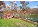 Wooden stairs leading down to the lake at 226 Hermance Ln, Mooresville, NC 28117