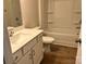 Cozy bathroom featuring a single vanity, a bathtub and shower combination, and neutral finishes at 2615 Tillman St, Monroe, NC 28112