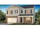 Two-story house with a brick and siding exterior, two-car garage, and landscaping at 3861 Cullen Meadows Dr, Davidson, NC 28036