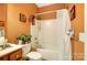 Cozy bathroom featuring a shower with curtain and decorations on the wall at 2221 Hartwell Ln, Fort Mill, SC 29707