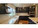 Modern kitchen featuring sleek black cabinetry, stainless steel appliances, and quartz countertops at 16425 Grapperhall Dr, Huntersville, NC 28078