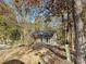 View of an outbuilding on a wooded lot surrounded by trees in the fall season at 25040 Timberlake Dr, Tega Cay, SC 29708