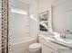 Clean bathroom with a shower/tub combo and updated vanity at 1983 Copper Path Dr, Fort Mill, SC 29715