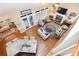 Elevated view of the living room and kitchen with hardwood floors at 21315 Blakely Shores Dr, Cornelius, NC 28031