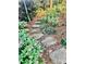 Image of a path made of stones that goes up a small hill with pine needles and various plants to either side of it at 21315 Blakely Shores Dr, Cornelius, NC 28031
